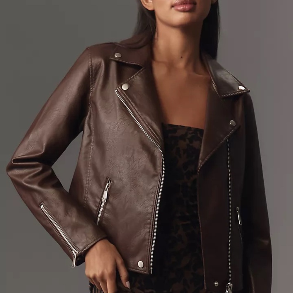 Anthropologie The Saige Faux Leather Moto Jacket